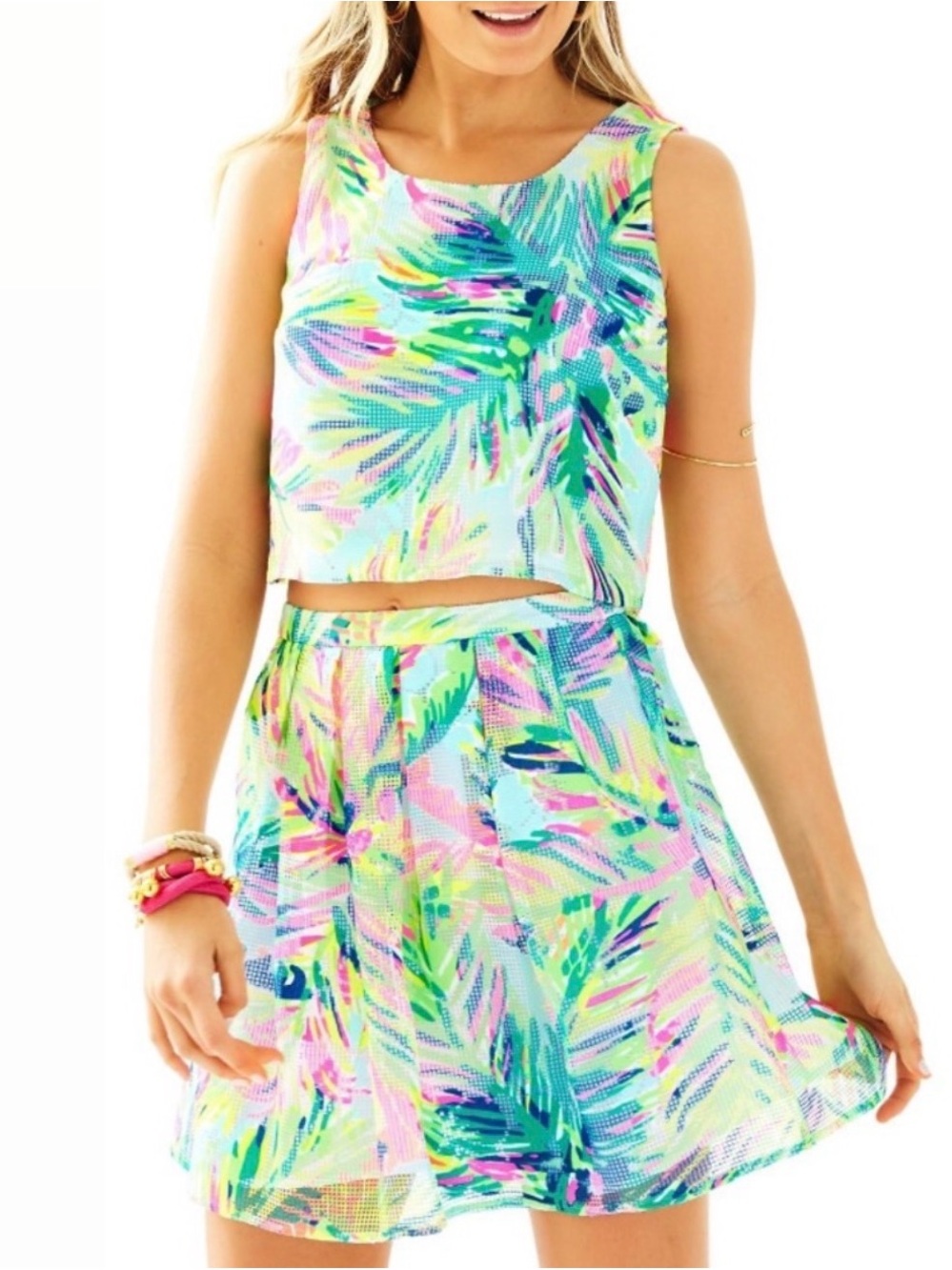 Lilly Pulitzer NWOT Lilly Pulitzer hilah island time mesh top skirt 2 piece set